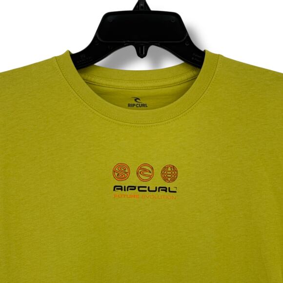 Rip Curl Future Evolution T Shirt Big Boys Sz XL 16 Lime Green Front Back Print - Picture 1 of 8